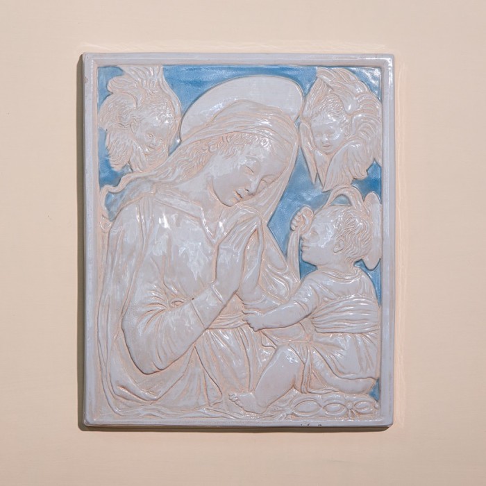 Colored Glazed Ceramic Virgin with Child